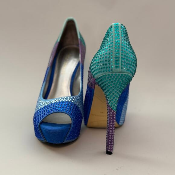 Enzo Angiolini Pumps Etonell Stiletto Rhinestone Peep Toe - Picture 2 of 7